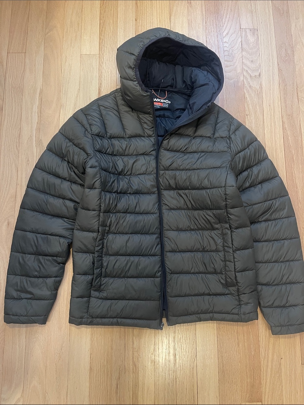 Men’s Olive Quilted Hooded Puffer Jacket
